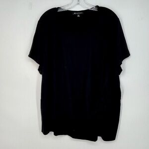 INC Womens 3X Pullover Knit Top Tee Black Round Neck Knot Detail Short Sleeves